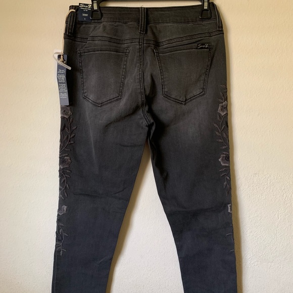 Seven7 dark grey embroidered skinny jeans - Picture 2 of 3